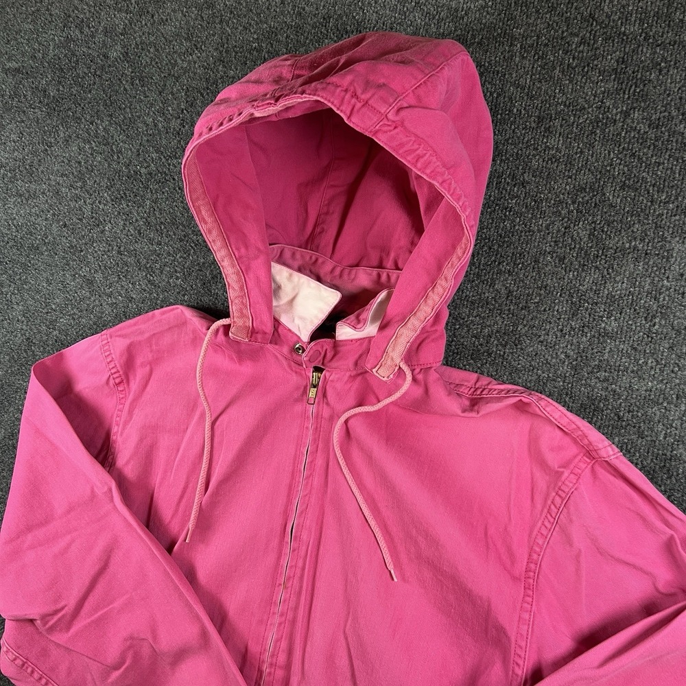 Ralph Lauren Hooded Jacket Pink Cotton Zip Front Detachable Hood Men's Large‎